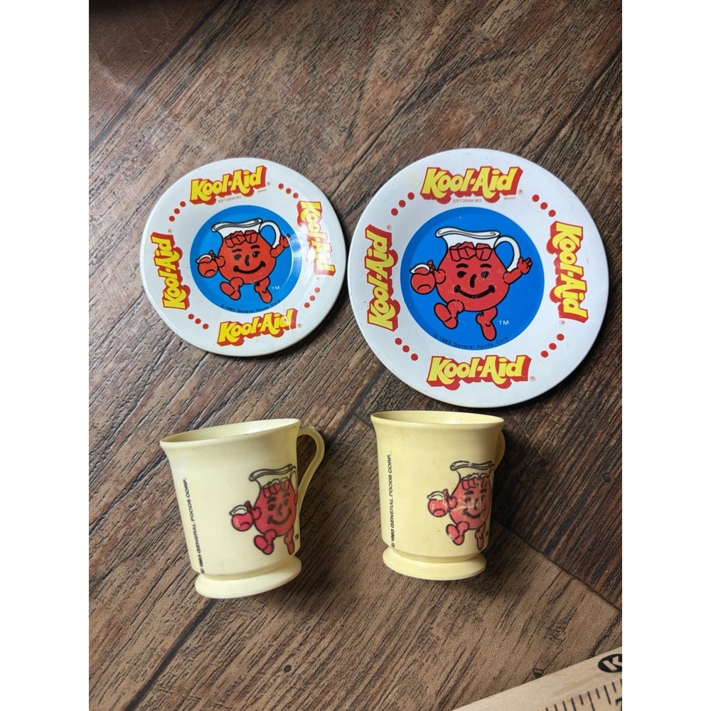 Vintage Kool-Aid Collection, 2 Metal Plates Children's Tin Plate for Play